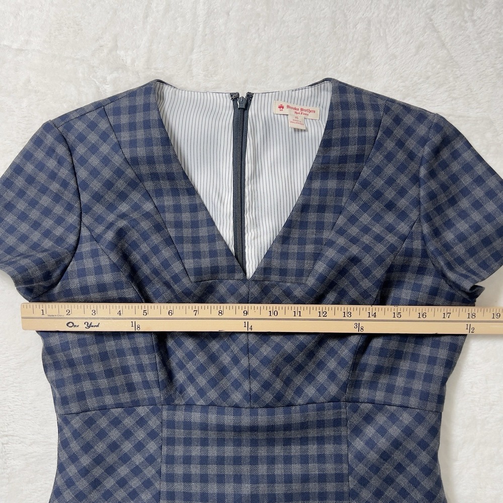 Brooks Brothers Red Fleece Sheath Dress Womens Sz 10 Blue Gingham Short Sleeve - Picture 9 of 14